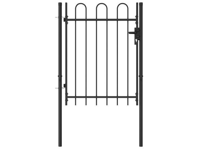 vidaXL Fence Gate Patio with Arched Top Steel 3.3'x3.9' Black Single Door