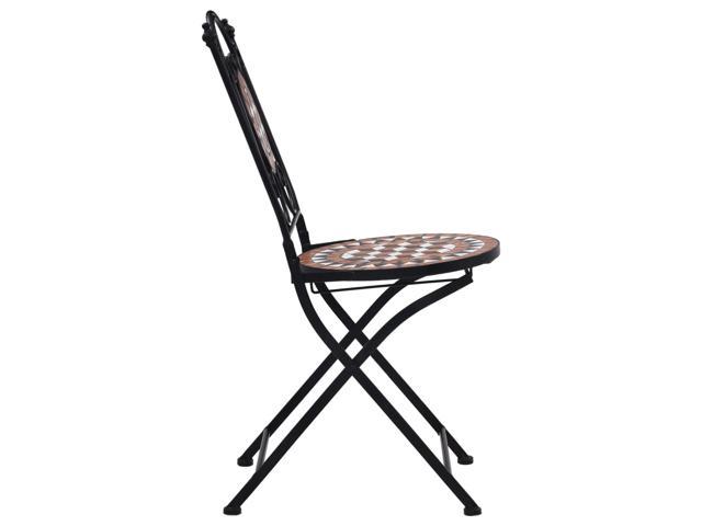 Photos - Chair VidaXL Folding Bistro  2 Pcs Mosaic Bistro Outdoor Chair Brown Ceram 