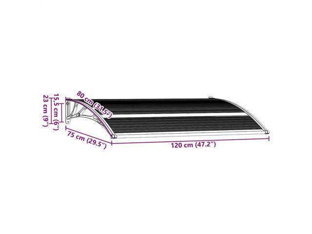 vidaXL Door Canopy, Front Door Canopy for Protection, Porch Canopy for Outdoor, Weather-resistant Polycarbonate Cover, 47.2''x31.5'', Black