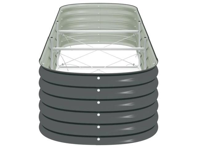 vidaXL Garden Raised Bed 126' Galvanised Steel Gray Garden Planter Flower Box