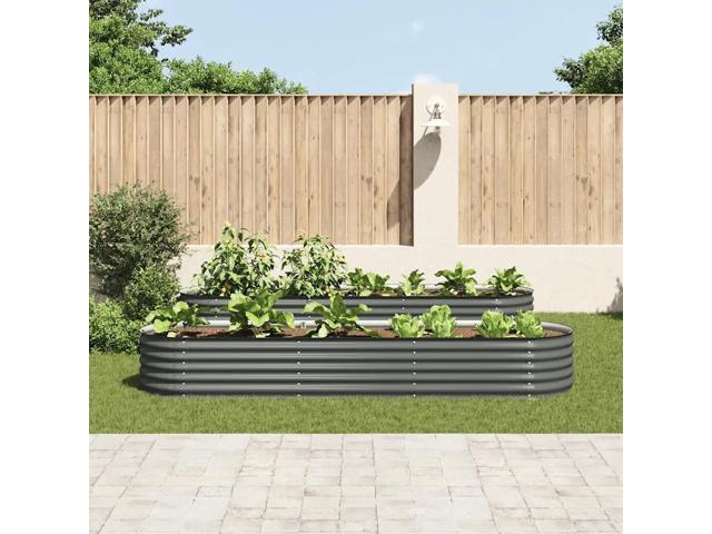 vidaXL Garden Raised Bed 126' Galvanised Steel Gray Garden Planter Flower Box