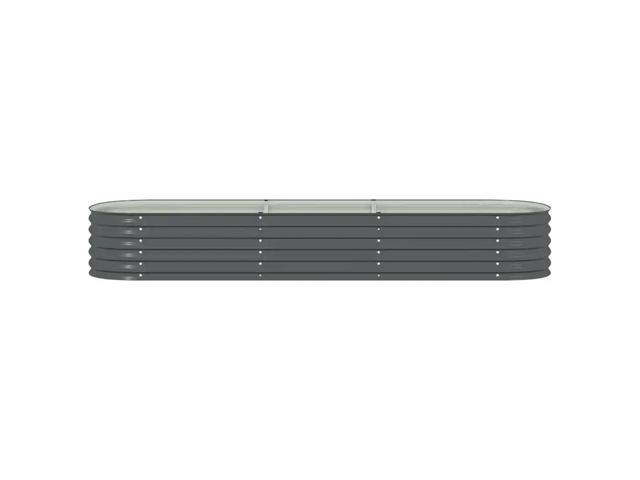 vidaXL Garden Raised Bed 126' Galvanised Steel Gray Garden Planter Flower Box