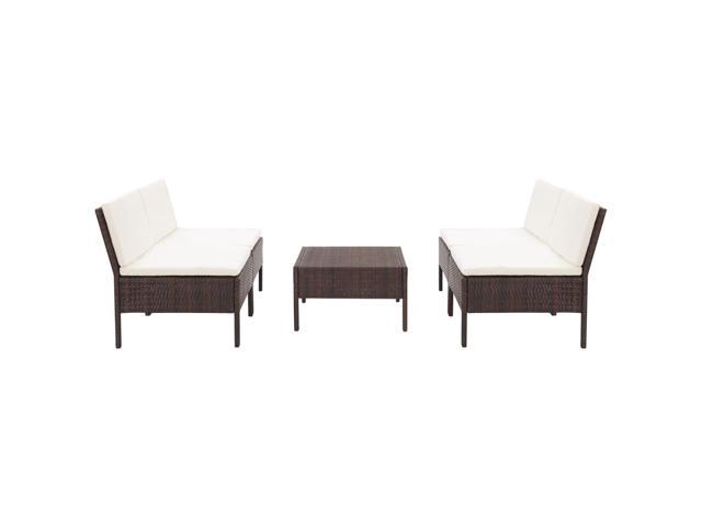 Photos - Sofa VidaXL Patio Furniture Set 5 Piece Outdoor  with Table Poly Rattan Bro 