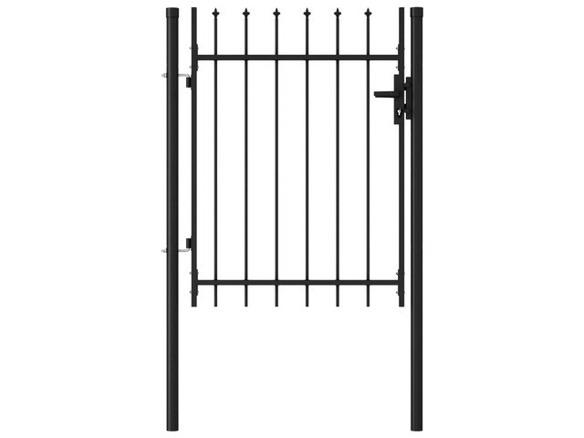 vidaXL Fence Gate Single Door with Spike Top Steel Black Garden Patio Outdoor