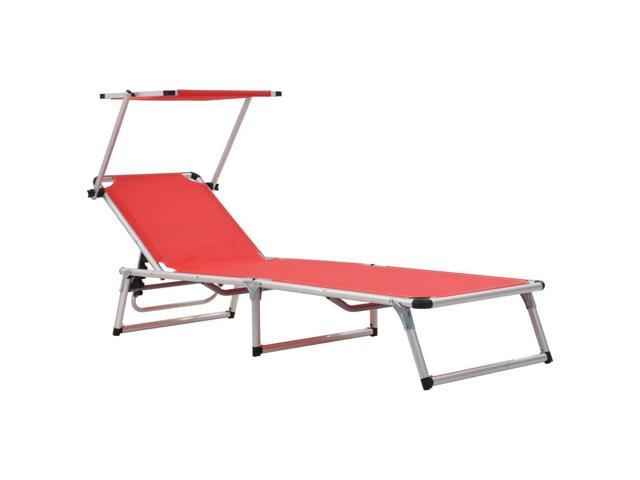 Photos - Garden Furniture VidaXL Patio Lounge Chair Sunlounger with Roof Aluminum and Textilene Red 