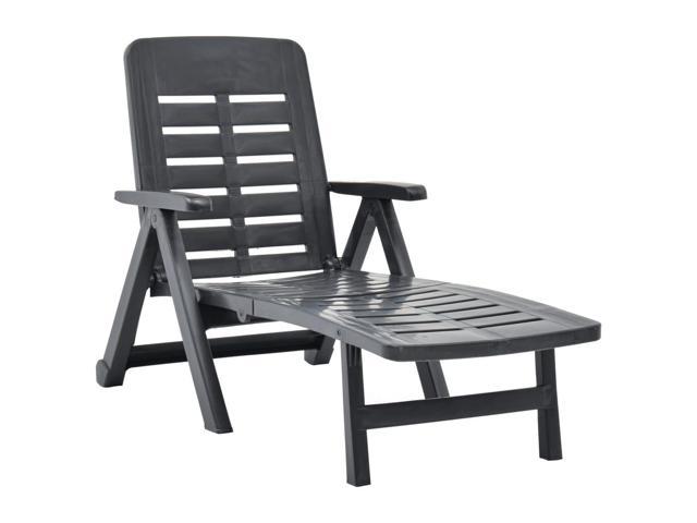 Photos - Garden Furniture VidaXL Deckchair Patio Lounge Chair Folding Sunlounger Plastic Anthracite 