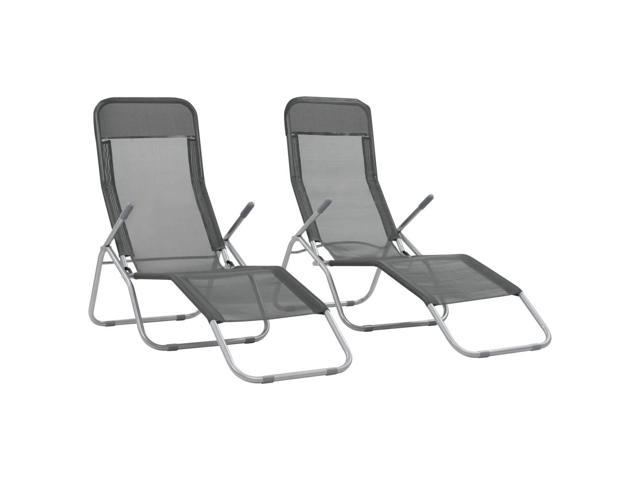 Photos - Outdoor Furniture VidaXL Deckchairs Outdoor Chaise Lounge Sunbed 2 Pcs Textilene Anthracite 