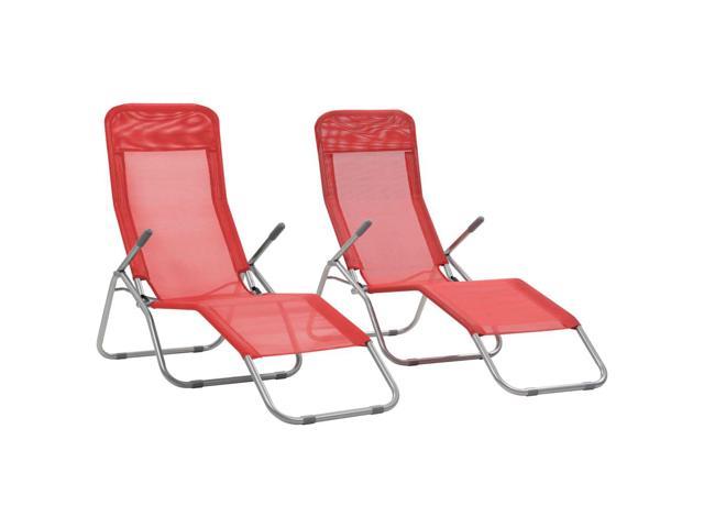 Photos - Garden Furniture VidaXL Deckchairs Outdoor Chaise Lounge Chair Sunbeds 2 Pcs Textilene Red 