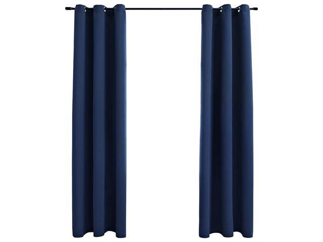 vidaXL Curtains 2 Pcs Blackout Curtains Window Blinds Rings Navy Blue Fabric