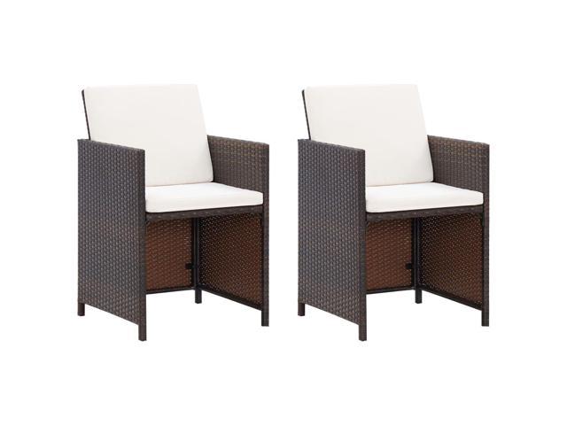 Photos - Garden Furniture VidaXL Patio Chairs 2 Pcs Patio Dining Chair with Cushions Poly Rattan Bro 