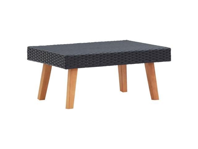 Photos - Garden Furniture VidaXL Patio Coffee Table Side Table Solid Eucalyptus Wood PE Rattan Black 