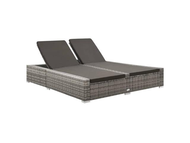 Photos - Garden Furniture VidaXL Patio Bed Outdoor Double Chaise Lounge Bed with Cushion Poly Rattan 