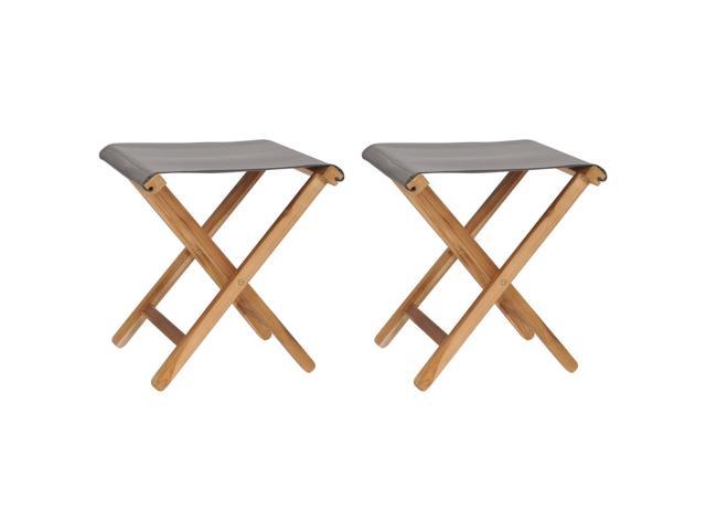 Photos - Garden Furniture VidaXL Folding Chairs 2 pcs for Camping Solid Teak Wood and Fabric Dark Gr 