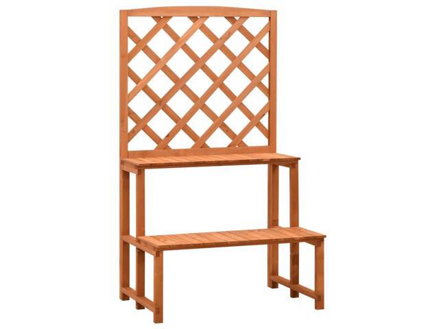 vidaXL Plant Rack 2-Tier Plant Stand with Trellis Shelves Orange Solid Firwood