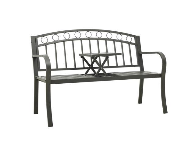 Photos - Garden Furniture VidaXL Outdoor Patio Bench Garden Park Steel Bench with a Table Steel Gray 