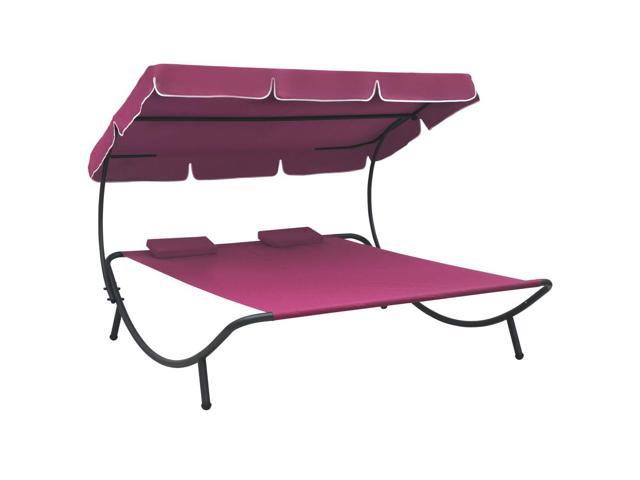 Photos - Garden Furniture VidaXL Outdoor Double Chaise Lounge Outdoor Daybed with Canopy and Pillows 