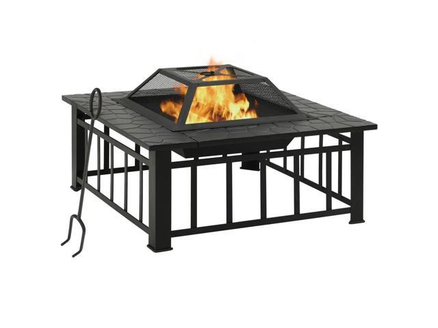 vidaXL Fire Pit Outdoor Fireplace for Camping Firebowl with Poker XXL Steel