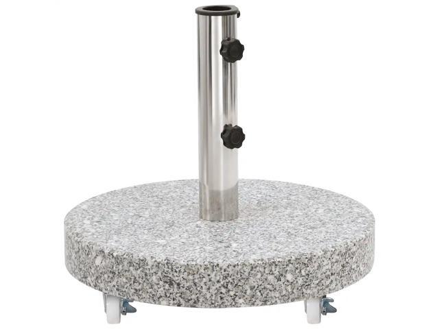 vidaXL Parasol Base Granite 66.1 lb Round Gray Outdoor Umbrella Base Stand