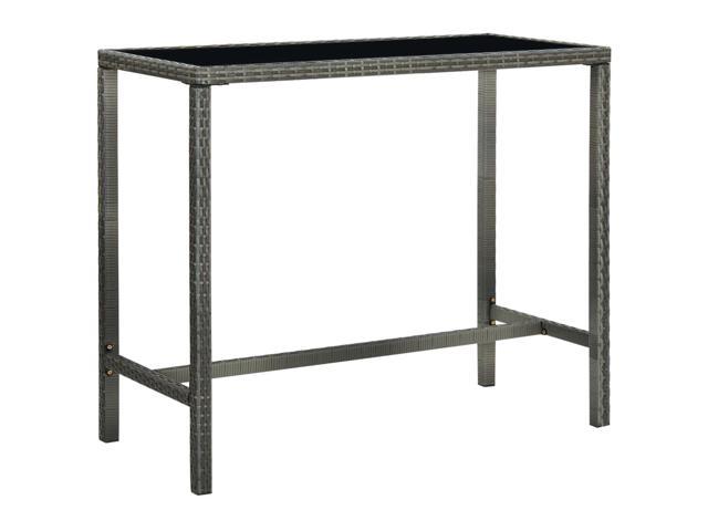 Photos - Sofa VidaXL Patio Bar Table Gray 51.2'x23.6'x43.3' Poly Rattan and Glass VDXL31 
