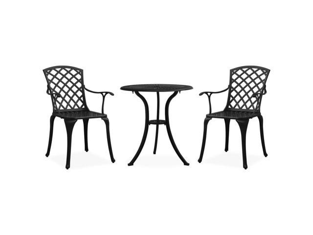 Photos - Garden Furniture VidaXL Patio Bistro Set 3 Piece Round Table and Chairs Cast Aluminum Black 