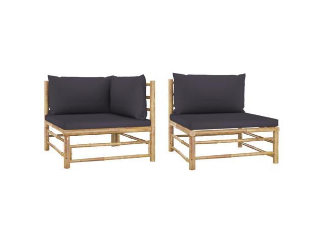 Photos - Sofa VidaXL 2 Piece Patio Lounge Set with Dark Gray Cushions Bamboo 313151 