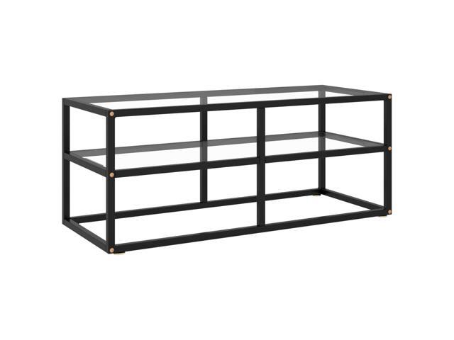 vidaXL TV Stand TV Unit Sideboard Home TV Console with Tempered Glass Black