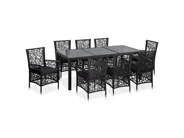 Photos - Garden Furniture VidaXL Patio Dining Set 9 Piece Outdoor Table and Chairs Poly Rattan Black 