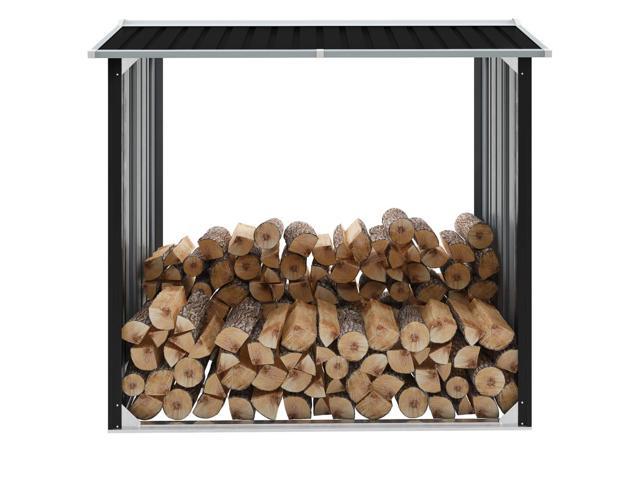 Photos - Electric Fireplace VidaXL Log Storage Shed, Log Holder with Roof Anthracite Galvanized Steel 