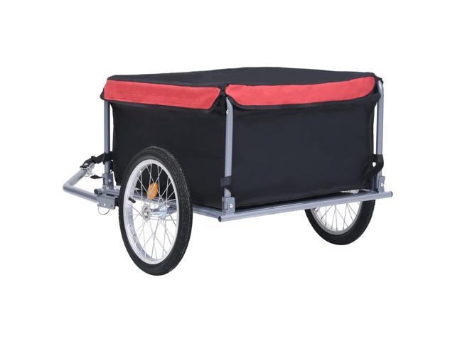 vidaXL Bike Cargo Trailer Black and Red Bicycle Luggage Trailer Hand Wagon