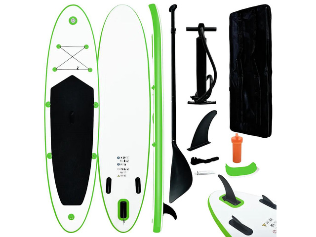 vidaXL Paddleboard Set with Accessories Inflatable Paddleboard Green and White