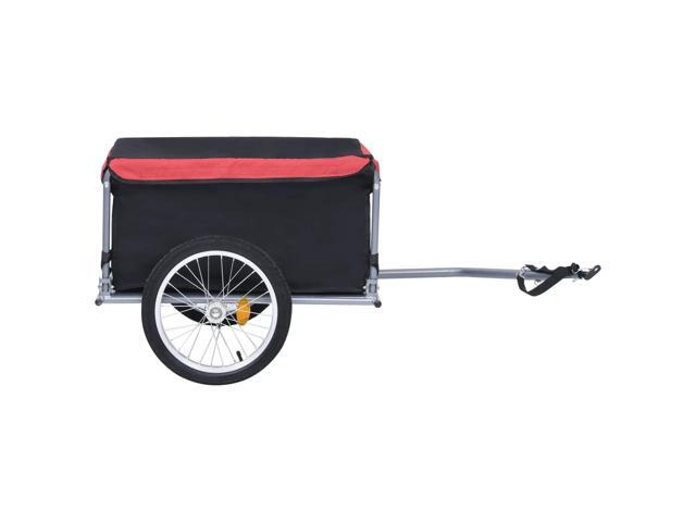 vidaXL Bike Cargo Trailer Black and Red Bicycle Luggage Trailer Hand Wagon