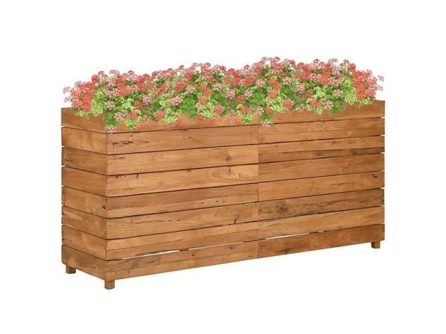 vidaXL Raised Bed 59.1'x15.7'x28.3' Recycled Teak and Steel Garden Plant Pot
