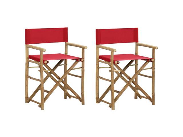 Photos - Garden Furniture VidaXL Folding Director's Chairs 2 Pcs Camping Chair Red Bamboo and Fabric 