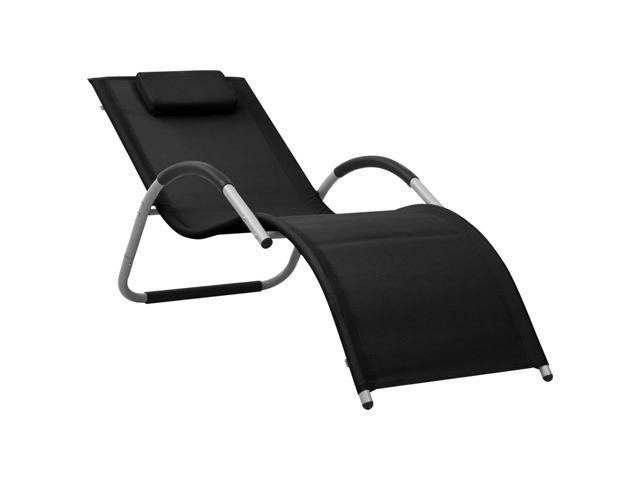 Photos - Garden Furniture VidaXL Patio Lounge Chair Outdoor Chaise Lounge 2 Pcs Textilene Black and 