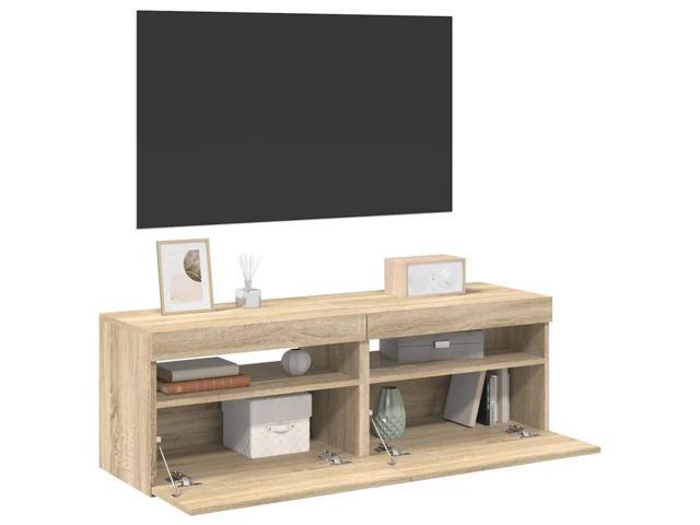 vidaXL 2x TV Cabinets with LED Lights Sonoma Oak Stand Unit HiFi Entertainment