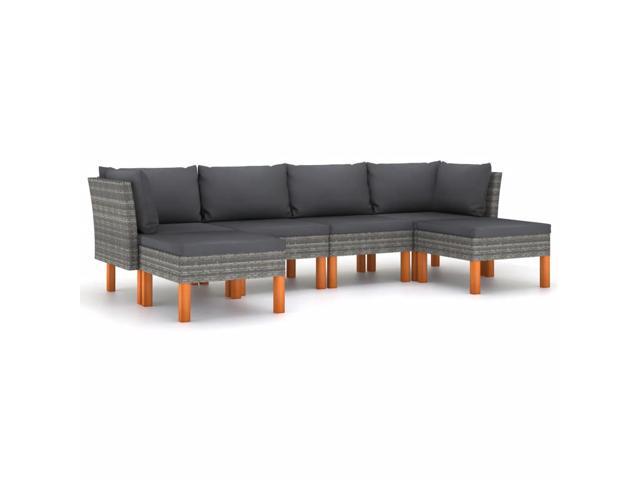 Photos - Garden Furniture VidaXL Patio Lounge Set 6 Piece Sectional Sofa Couch Footrest with Cushion 