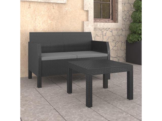 Photos - Garden Furniture VidaXL Patio Lounge Set Outdoor Sectional Sofa 2 Piece PP Rattan Anthracit 