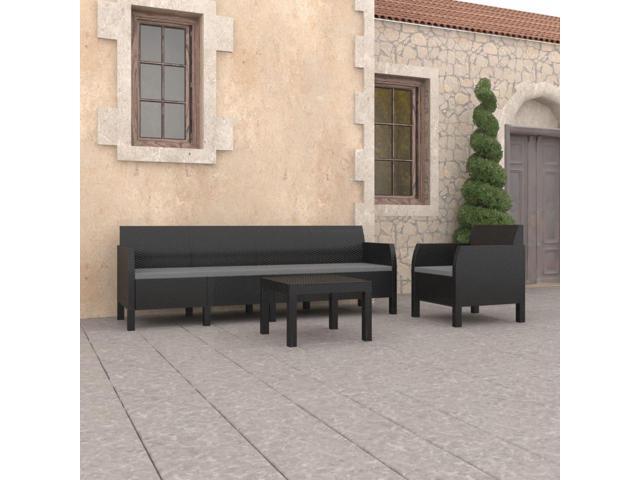 Photos - Garden Furniture VidaXL Patio Lounge Set Outdoor Sectional Sofa 3 Piece PP Rattan Anthracit 