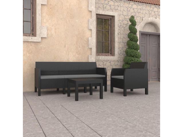 Photos - Garden Furniture VidaXL Patio Lounge Set Outdoor Sectional Sofa 3 Piece PP Rattan Anthracit 