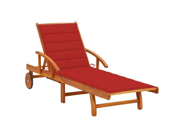 vidaXL Patio Sun Lounger with Cushion Solid Acacia Wood