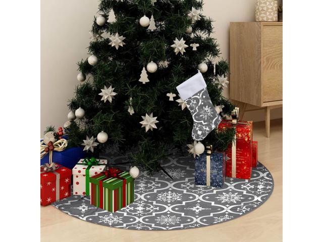 Photos - Other Jewellery VidaXL Christmas Tree Skirt Artificial Tree Mat with Sock Luxury Gray Fabr 