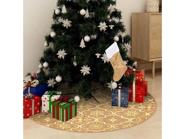 Photos - Other Jewellery VidaXL Christmas Tree Skirt Artificial Tree Mat with Sock Luxury Yellow Fa 