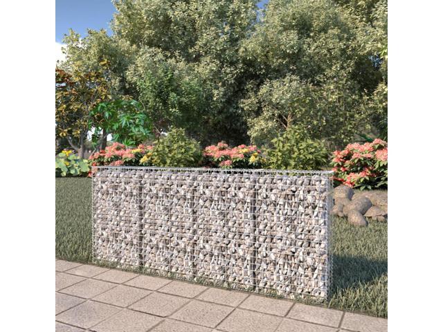 vidaXL Gabion Wall with Covers Galvanized Steel 78.7'x7.87'x33.5' Garden Fence