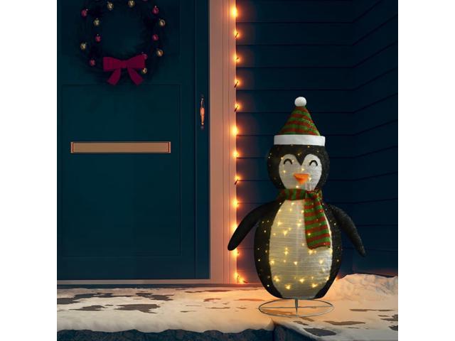 Photos - Other Jewellery VidaXL Christmas Snow Penguin Figure Xmas Decoration with LEDs Luxury Fabr 