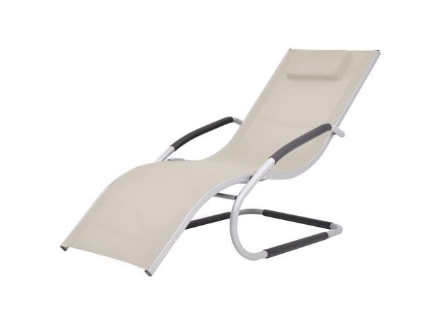 Photos - Garden Furniture VidaXL Patio Lounge Chair Sunlounger with Pillow Aluminum and Textilene Cr 