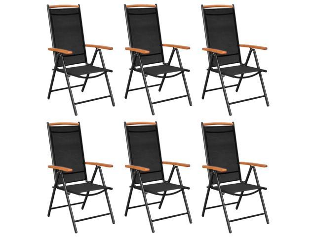 Photos - Garden Furniture VidaXL Patio Folding Chairs 6 Pcs Garden Chair with Armrest Textilene Blac 