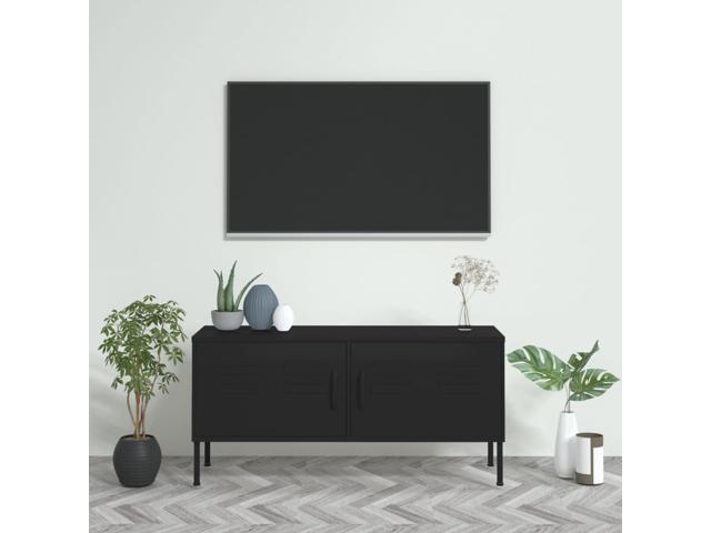 vidaXL TV Stand TV Console for Living Room Sideboard with Storage Black Steel