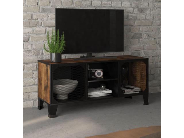 vidaXL TV Stand TV Unit Sideboard Home TV Console Rustic Brown Metal and MDF