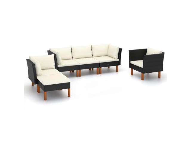 Photos - Garden Furniture VidaXL Patio Lounge Set Sofa 6 Piece Poly Rattan and Eucalyptus Wood Black 