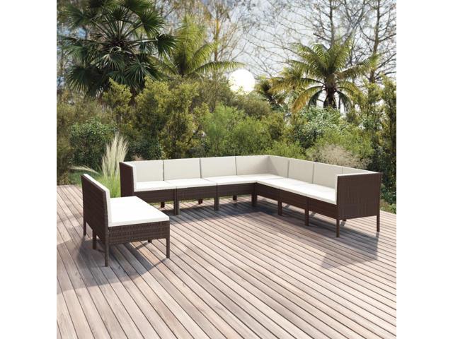 Photos - Garden Furniture VidaXL Garden Lounge Set Patio Sectional Sofa Couch 9 Piece Poly Rattan Br 